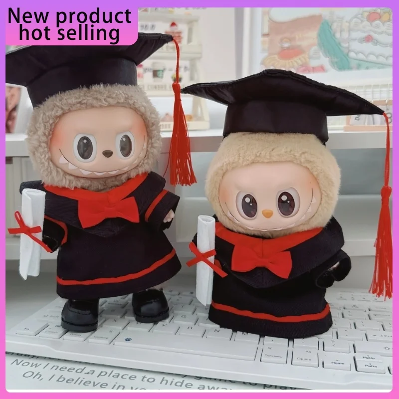 

New For Labubu 15-17cm first second third generation graduation season outfit Dolls Clothes bachelor's outfit hat accessory Gift