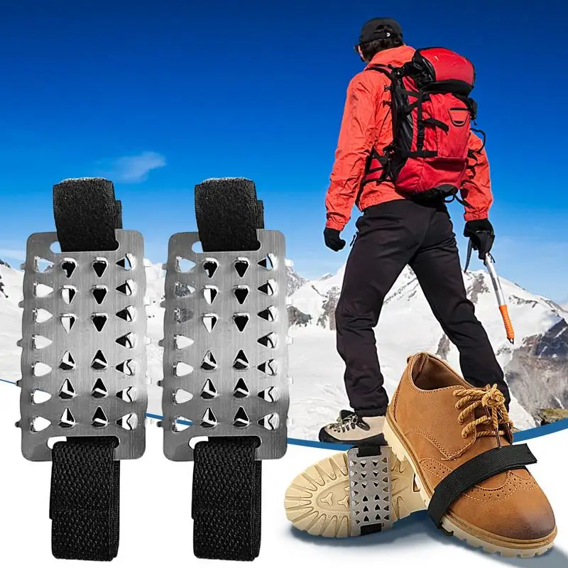 Mid-Sole Ice Cleat Ice Shoes Grippers with Adjustable Straps Stainless Steel Mid-Sole Shoe Spikes Shoes Boots Cleats for Men