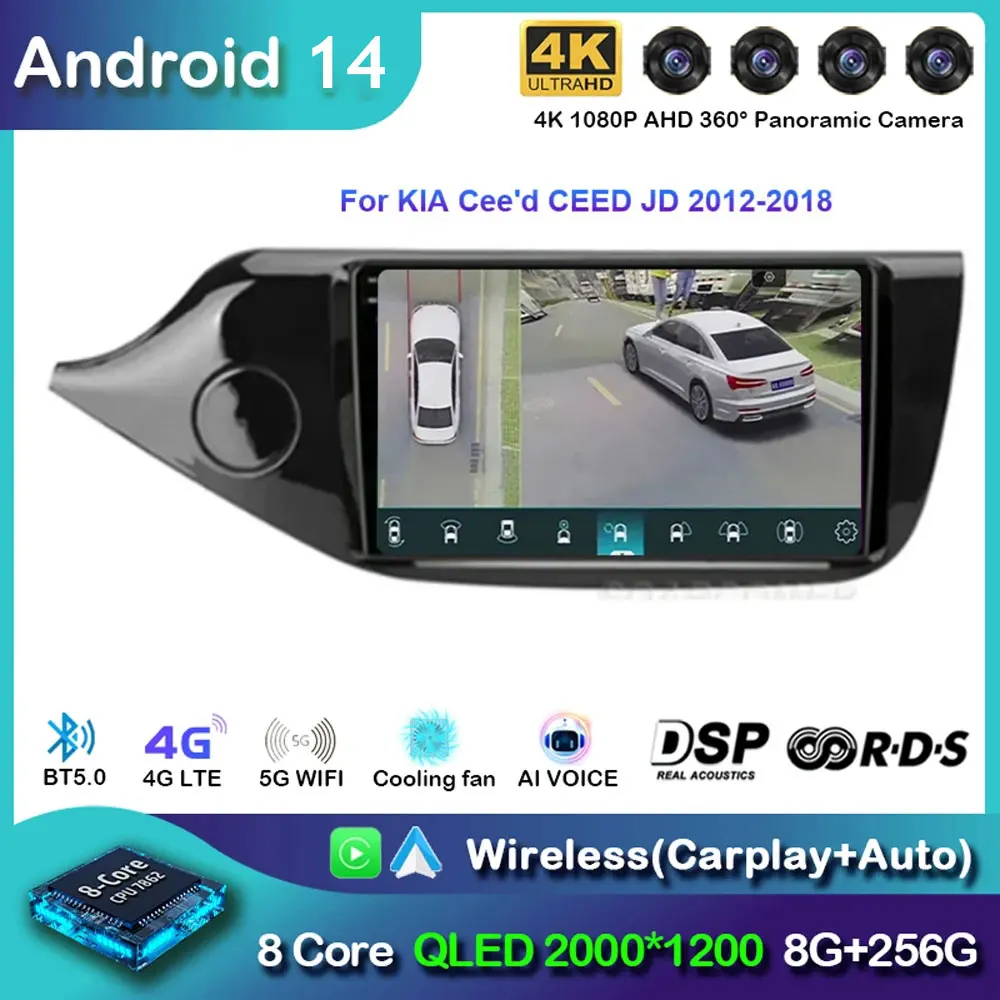 

Android 14 Carplay Car Radio For KIA Cee'd CEED JD 2012 2013 - 2018 Navigation Multimedia Player Stereo 5GWiFi+4G SIM BT video