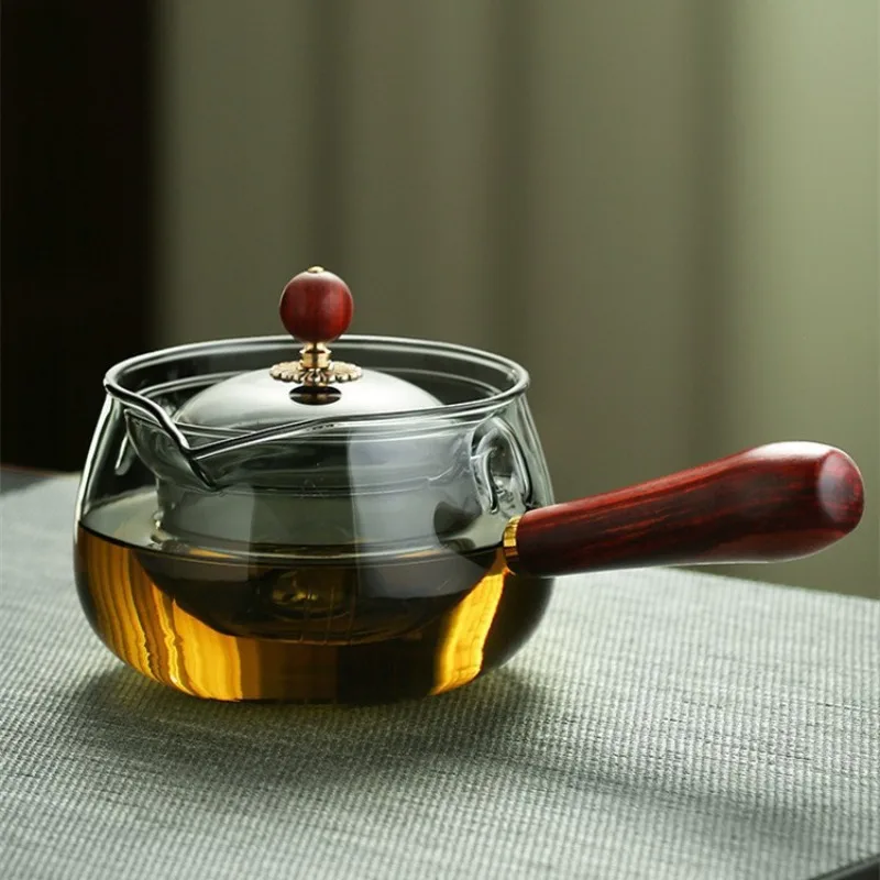 

360 Degree Rotating Side Handle Kettle High Borosilicate Glass Household High Temperature Resistant Water Boiling Pot Tea Set