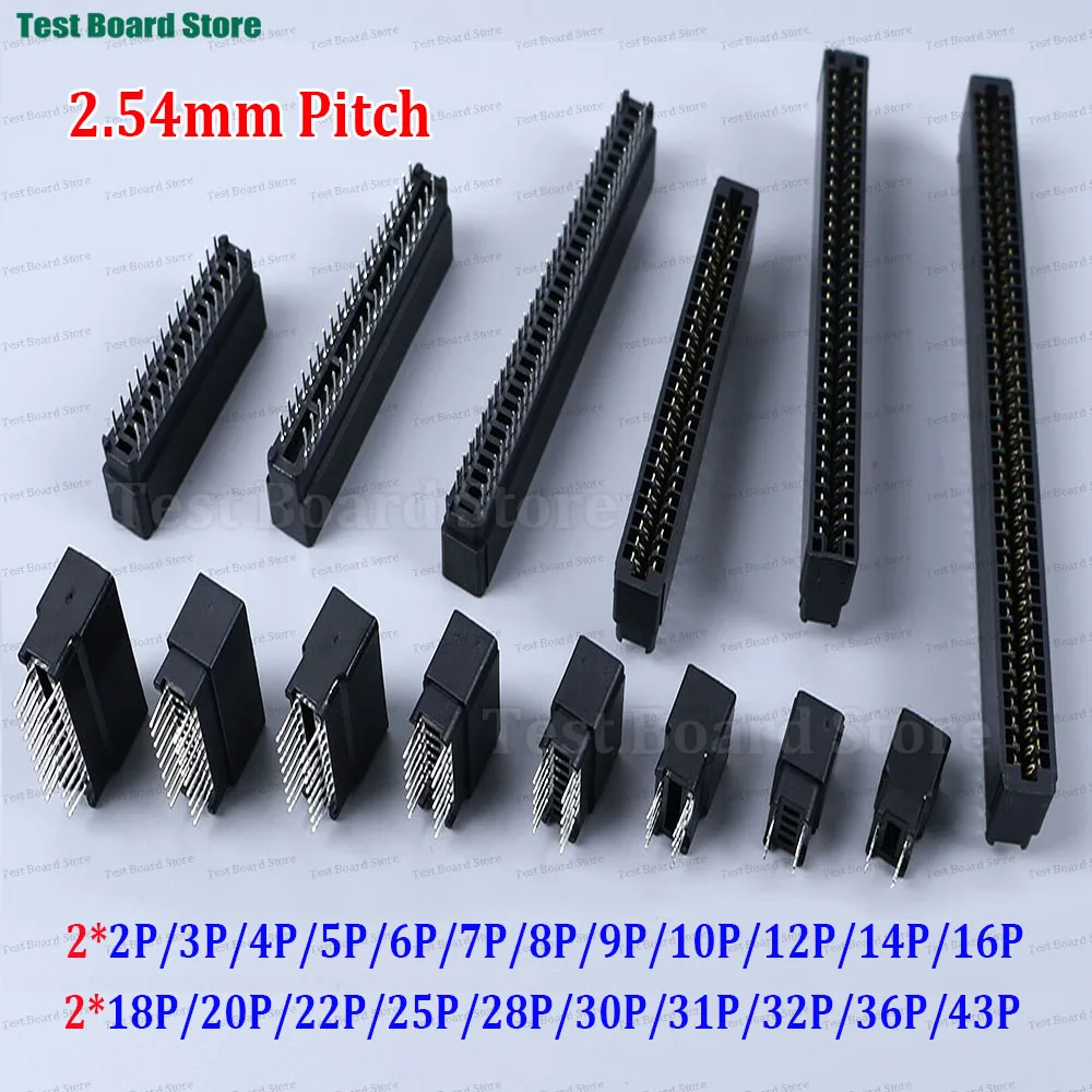 1/2/5Pcs 2.54mm Pitch 6P 8P 10P 12P 16P 20P 28P 36P 50P 62P-86 Pin Edge Card Connector Slot PCB Gold Finger Socket Through Holes - Detail 1