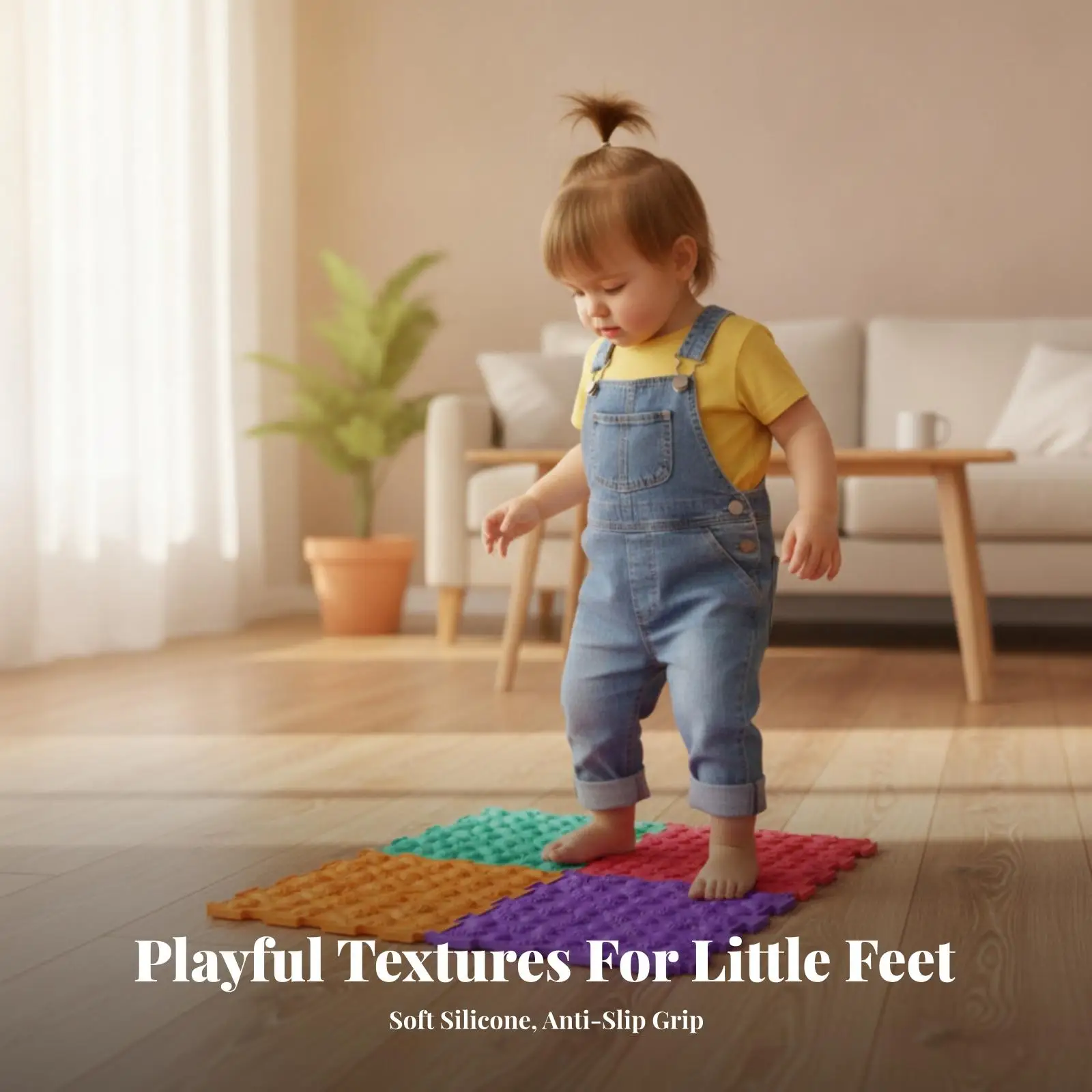 Sensory Foot Massage Mat Silicone Sensory Mat with Puzzle Edges Tactile Floor Tile Textured Tiles Interlocking for Children