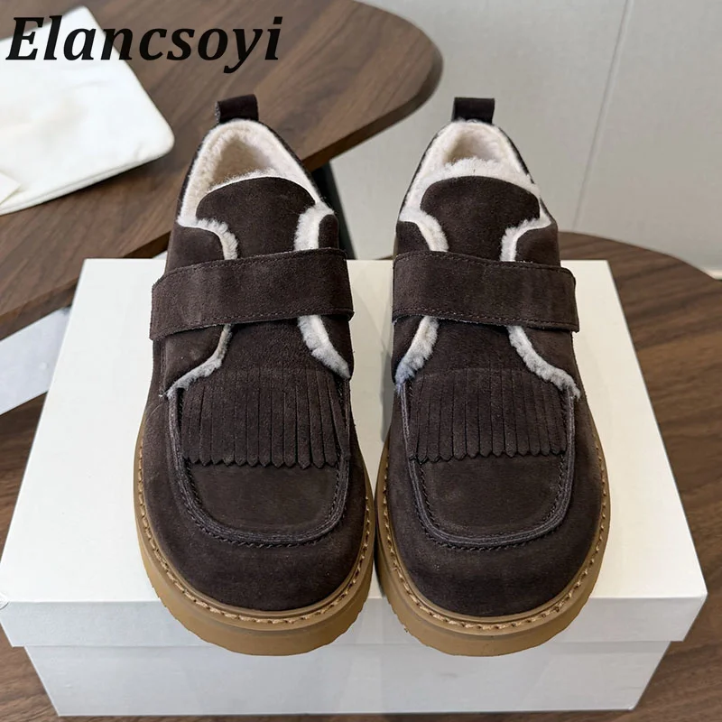 New winter up low cut suede casual lining paired with plush flat shoes for comfort and breathability suitable for daily walking