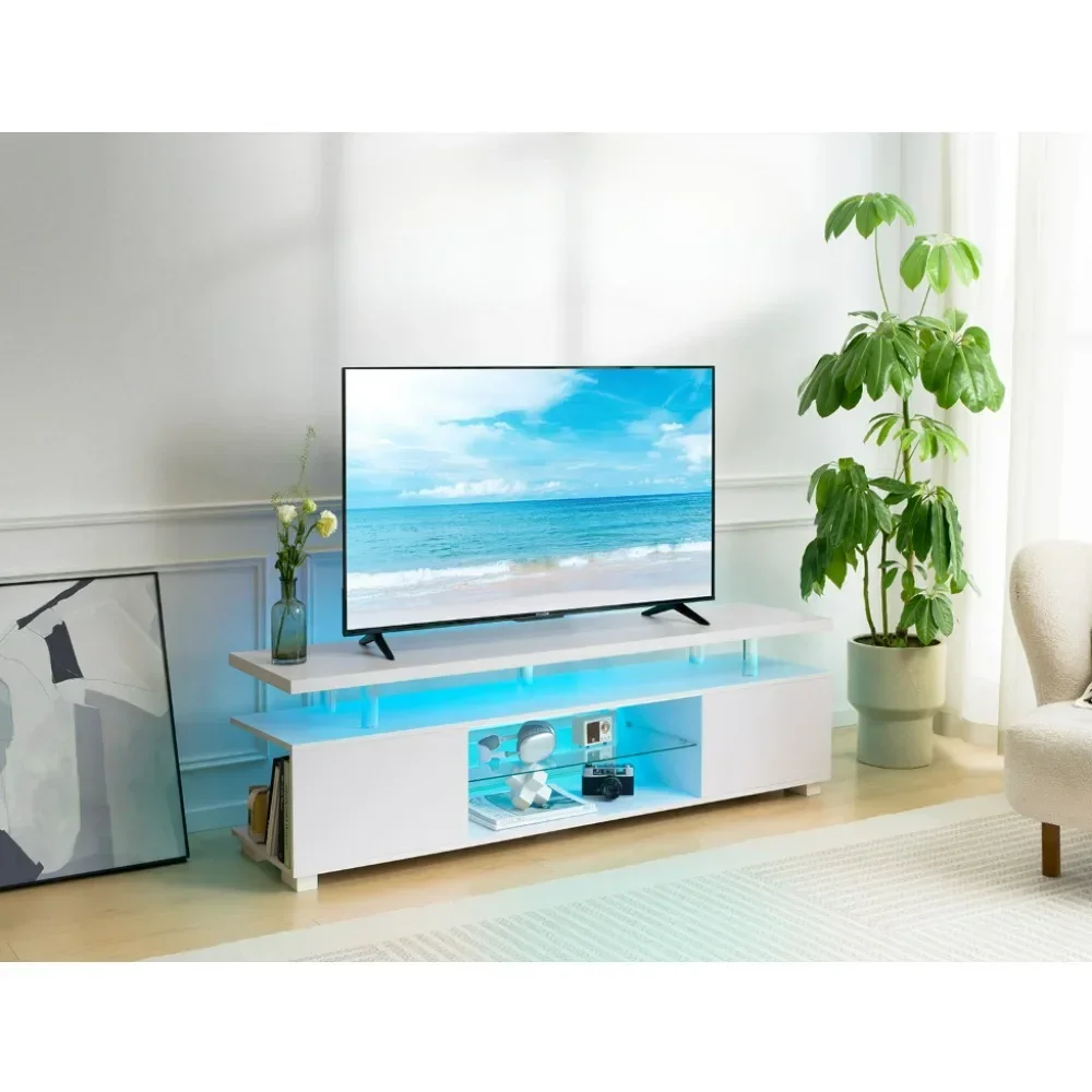 LED TV Stand, TV Stands for Living Room Modern TV Stand with Storage for 65/70/75 inche TVs Entertainment Center for Living Room