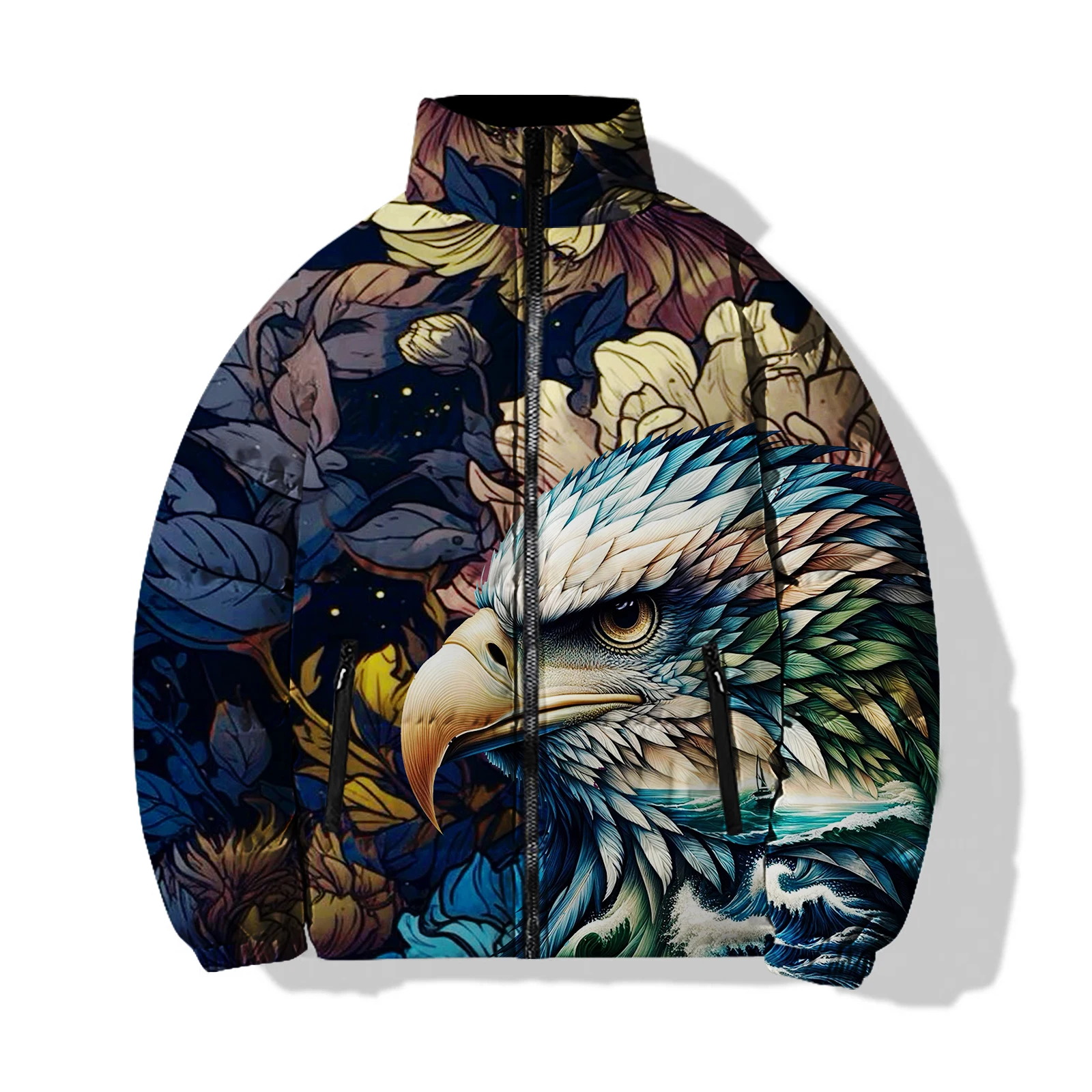 Trend ige und vielseitige Herren bekleidung bequeme und warme stilvolle Adler Print Jacken Mann Parkas Freizeit sport Wintermantel Männer