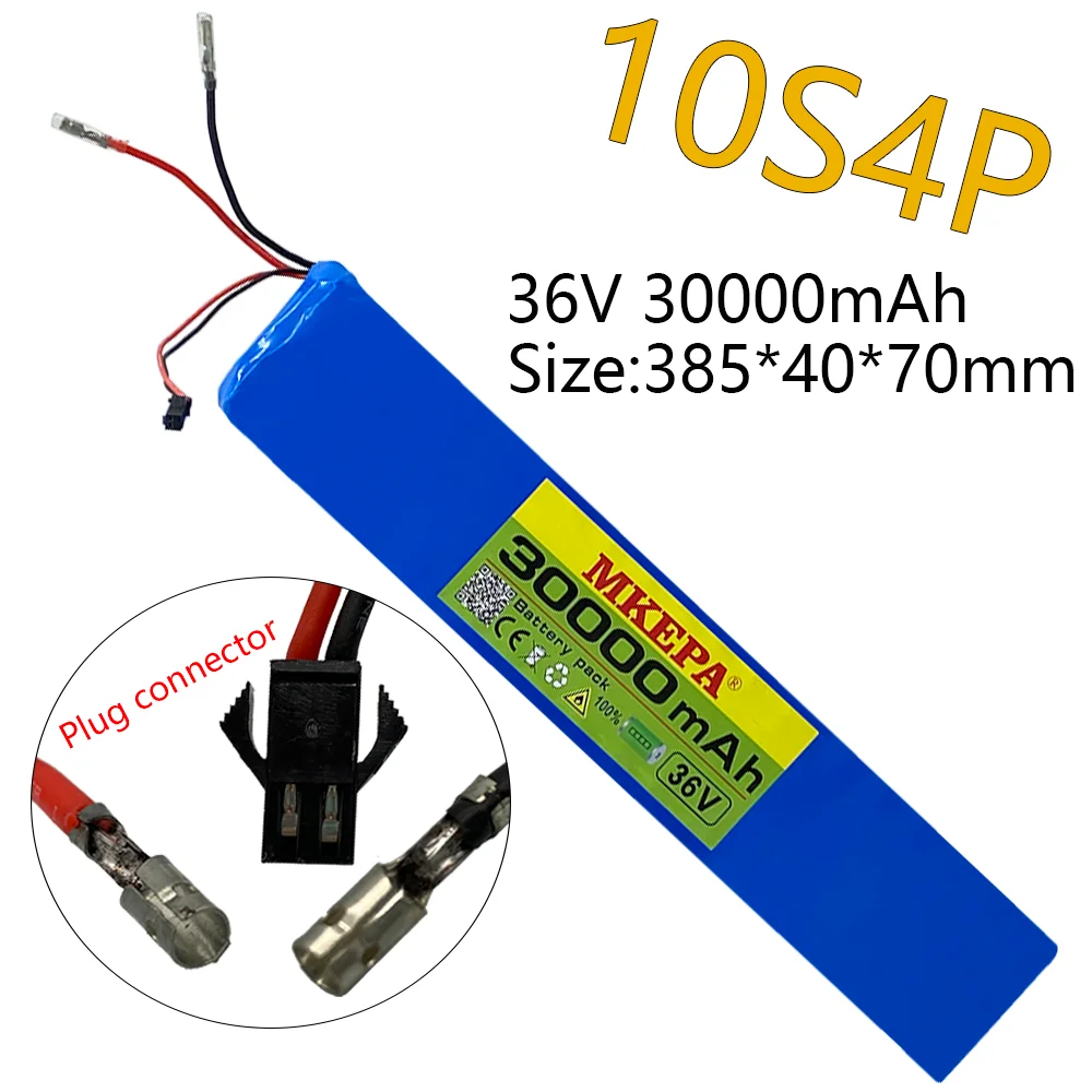 

10S4P 36V 30000mAh 18650 battery pack 500W 42V, suitable for electric bicycles with BMS