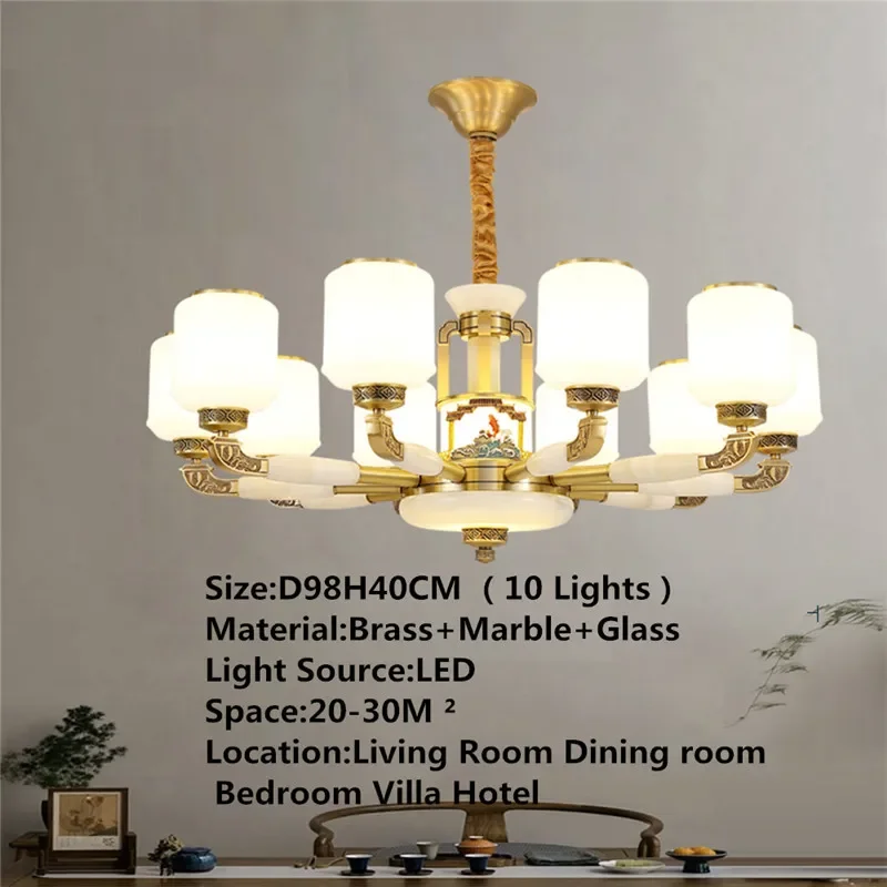 OULALA Contemporary Luxury Brass Pendent Lamp  Chinese style Living Room Dining Room Bedroom Villa Hotel Sample Room Chandelier