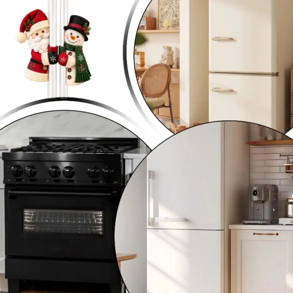 Cute Plush Handle Huggers Santa Style Snowman Handles Refrigerator Handle Covers Fits Standard Size Santa Plush