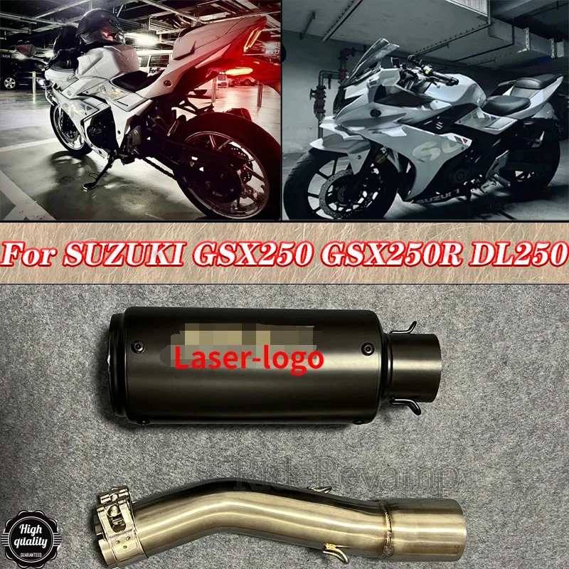 

For SUZUKI GSX250 GSX250R DL250 Motorcycle Exhaust SC Muffler Full Systems Escape Moto Slip-On Exhaust Middle Link Pipe