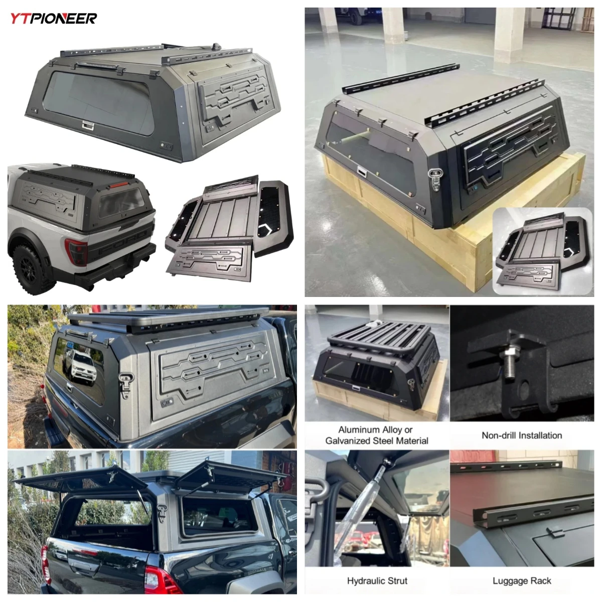 

Pickup 6.75ft Long Bed Canopy Truck Camper Shell Aluminum Smart Bed Cap Truck Topper for 2017 2019 F250