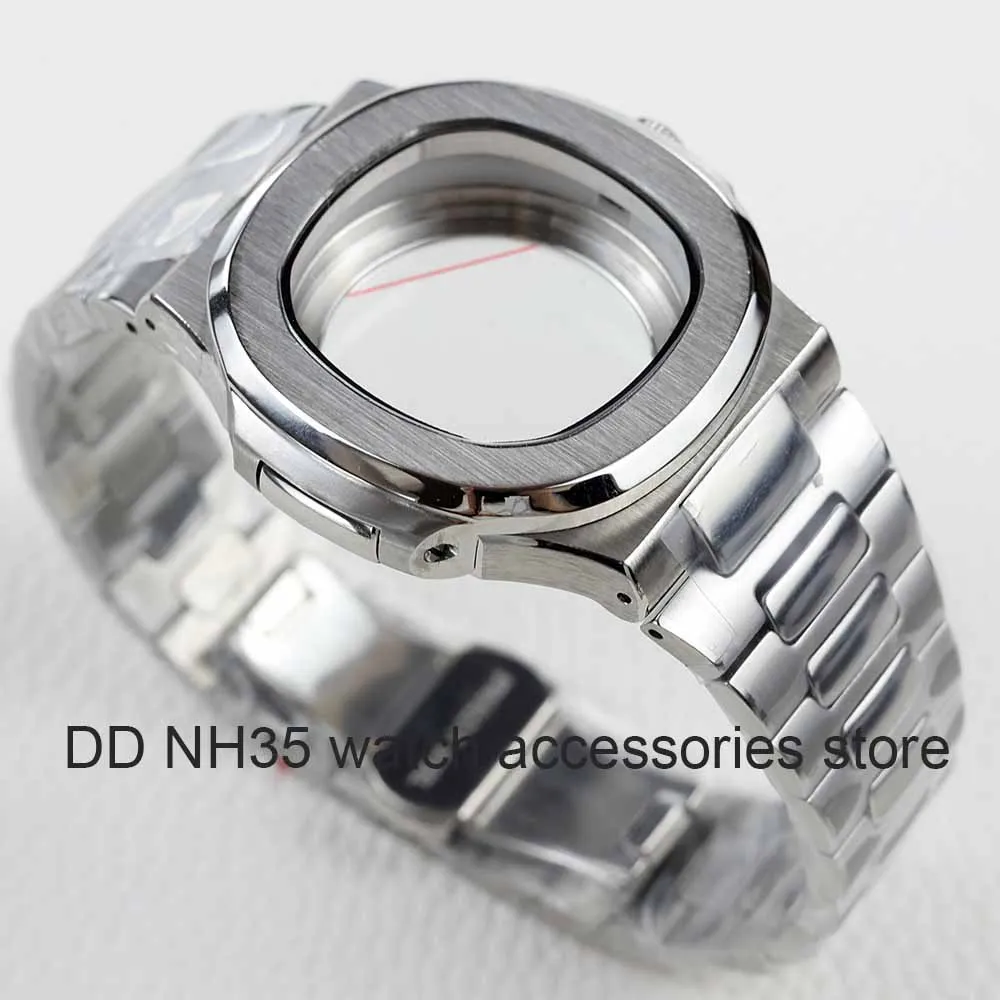 40mm NH35 Case Square Silver Waterproof for NH35 NH36 NH38 movement 30.5mm Dial Nautilus Watch Case Stainless steel Strap