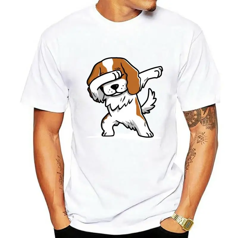 Dabbing Cavalier King Charles Spaniel Dog T-shirt For Men Short Sleeve Cotton Plus Size Custom Tee