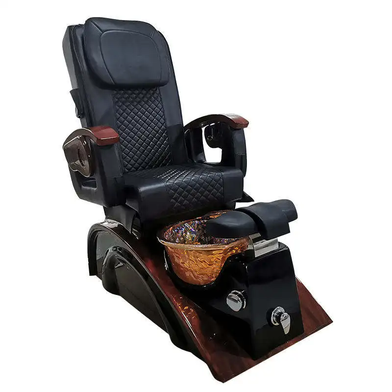 Pedicure Spa Chair with Solid Wood Handrail Customizable Color Simulation Massage Luxury Beauty Salon Furniture