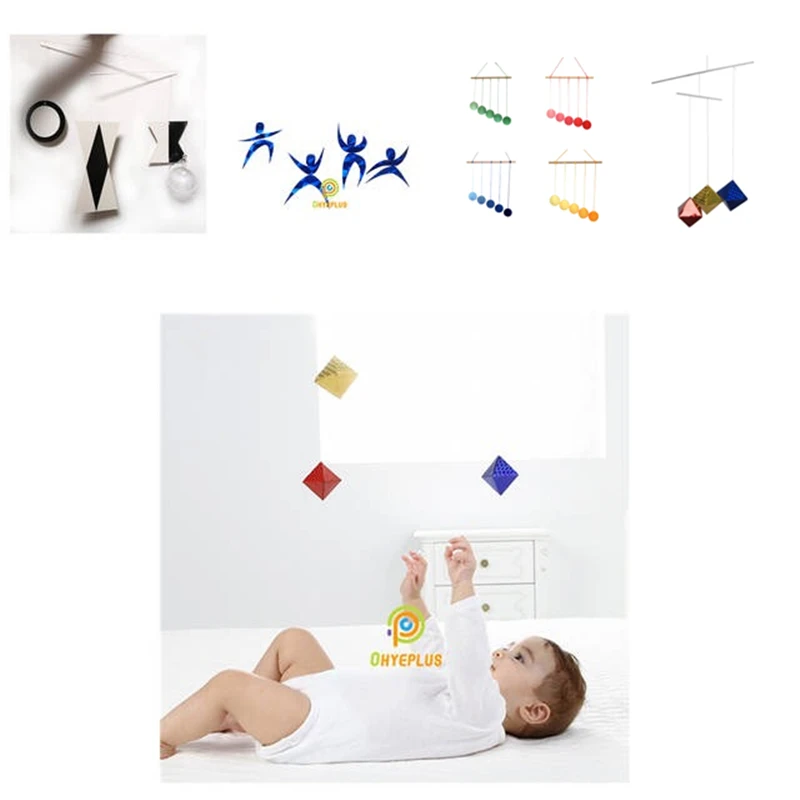 Montessori Mobile Set of 4 Baby Toys for Visual Experiences Early Childhood Education Game Munari/ Octahedron/ Gobbi/ Dancer
