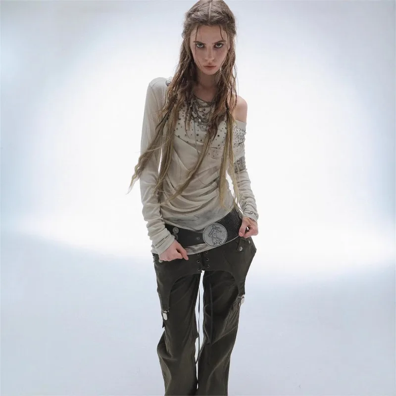 

FLRAYA LAB Y2k Swing Collar T Shirt for Women Harajuku Japanese Style Vintage Spring Autumn Ropa De Mujer Sexy Grunge Tees New