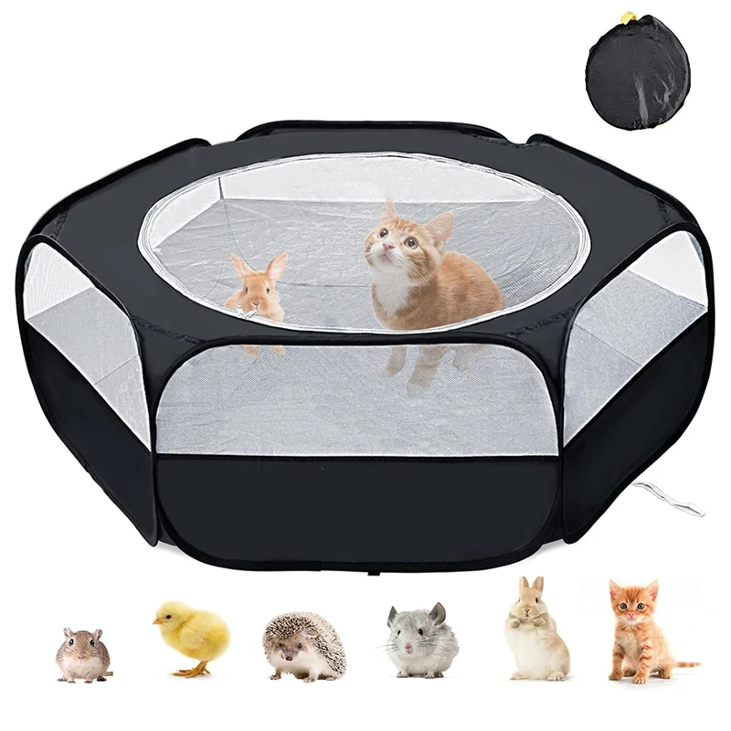 Portable Pet Playpen Small Dog Cat Animal Cage Pet Fence with Cover Folding Pet Tent Game Playground Dog Hamster Rabbit Fence