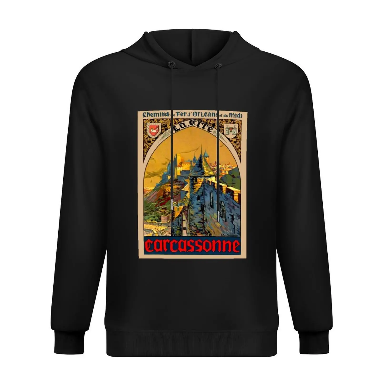 

CARCASSONNE FRANCE : Vintage Travel and Tourism Print Hoodie winter clothes japanese style japanese hoodie
