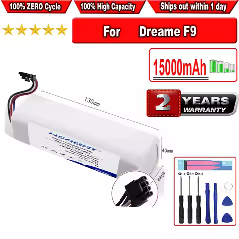 HSABAT 15000mAh Robotic Vacuum Cleaner Battery for Dreame F9 D9 L10 Z10 Pro Plus MAX RLS3 RLS5 RLS5L RLS5D Accessories Parts