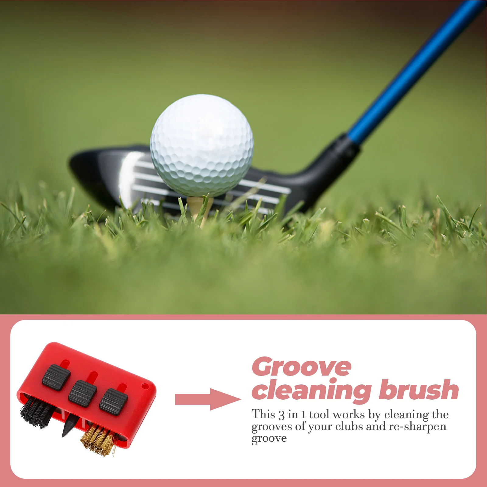 4 قطعة فرشاة تنظيف النادي 3 في 1 أداة تنظيف أخدود الجولف المتينة عملية لفرشاة تنظيف الأخدود للعناية بالكرة النادي