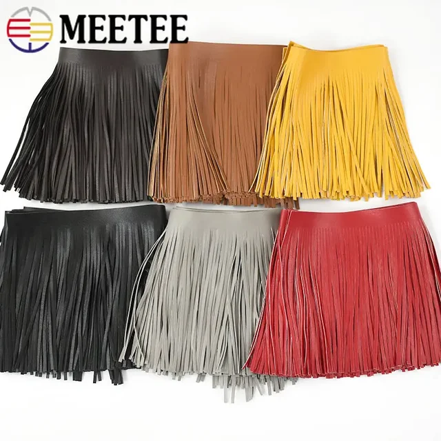 falda meetee 1m 10-30cm x 5mm pu cuero con borla y flecos
