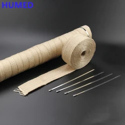 Motorcycle Exhaust Thermal Tape Sports Muffler Wrap 5cm 5M  Heat Shield Resistant Heat with Stainless Ties Dirt Bike Car