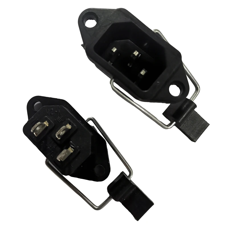 Black IEC C14 Panel Mount Power Socket With Spring Lock Buckle Power Receptacle Solder Terminal For Industrial Medical Equipment