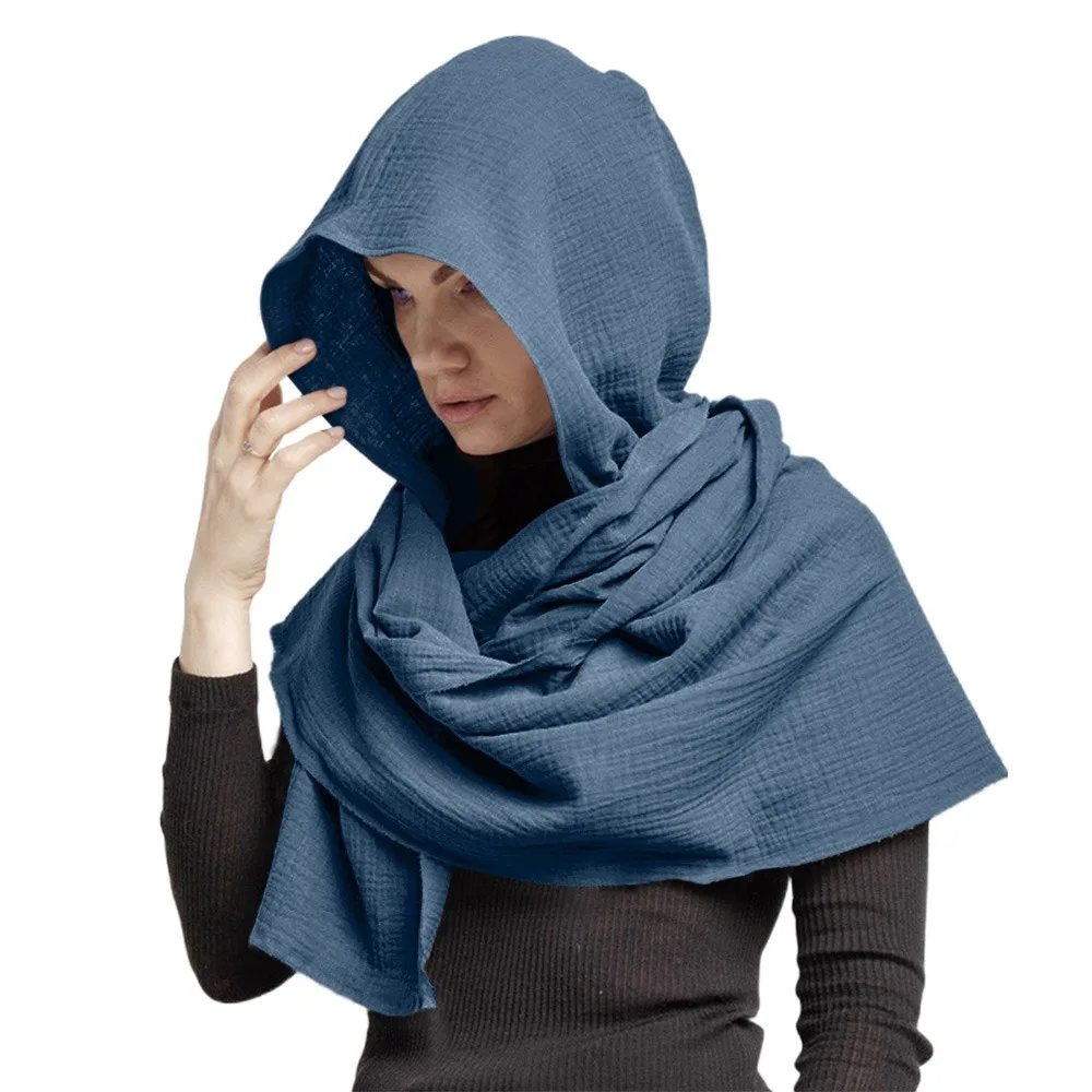 margarines hooded scarf blue フードスカーフ Scarf Shawl Scarf Cape Multifunctional Usage Fashion
