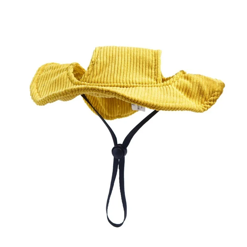Dog hat, cute open ears bucket hat big dog summer visor cat Shiba Inu Corgi pet sunscreen small yellow hat