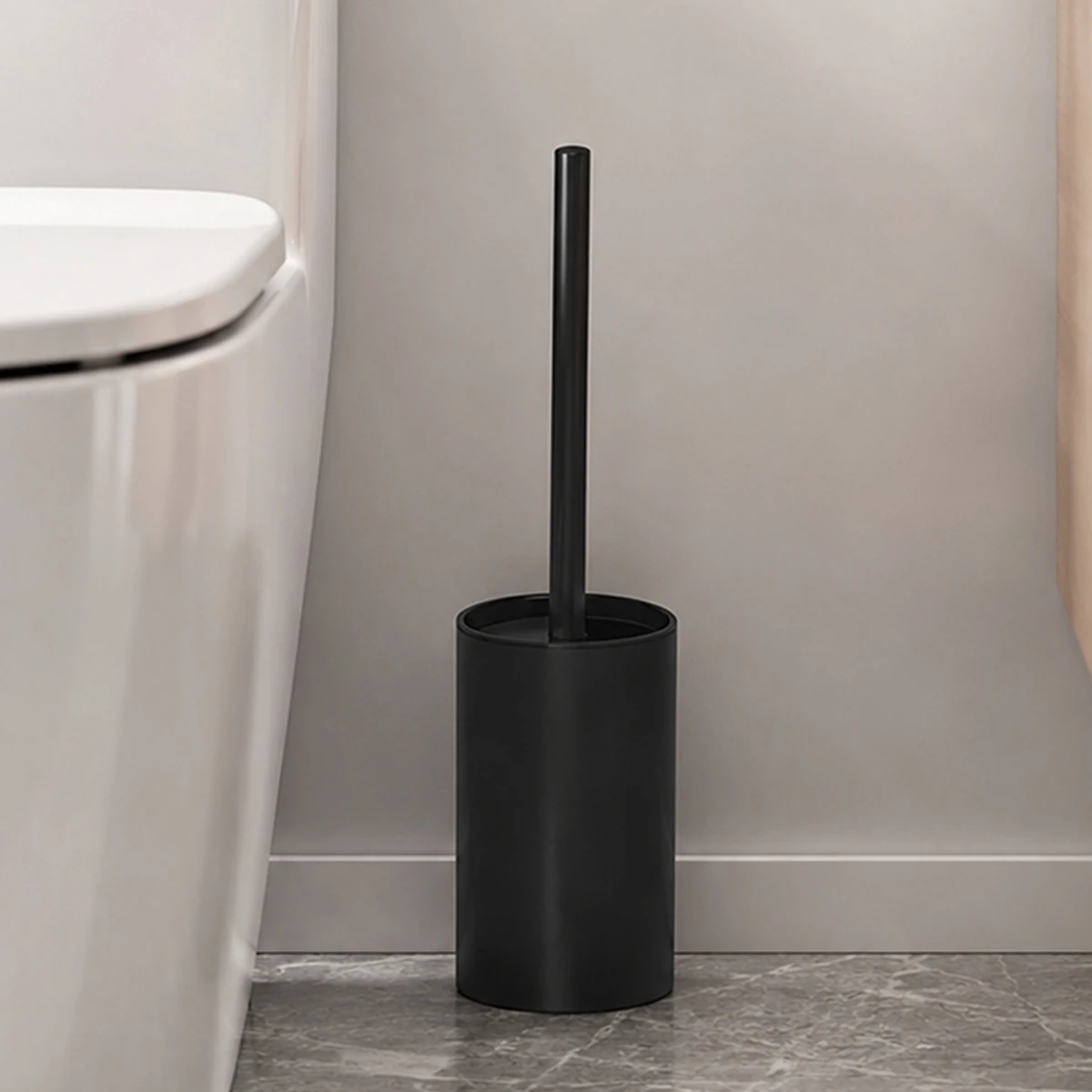 Stainless Steel Toilet Brush Holder Accessory White & Black Cleaning Tool for Bathroom Toilet Cleaning Brush