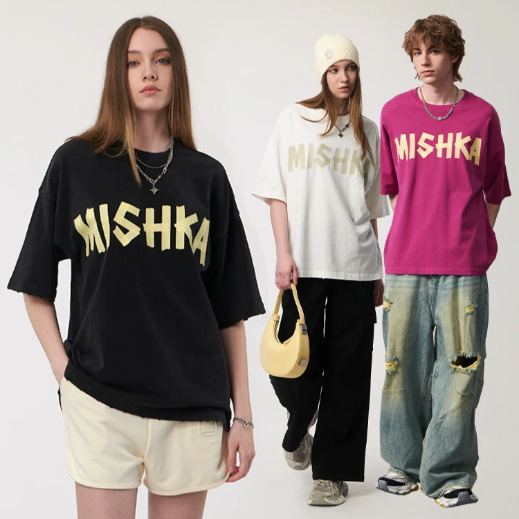 MISHKA American Loose and Thin 2024 Summer New Men's and Women's Tops Short-sleeved T-shirts Couple's Clothing