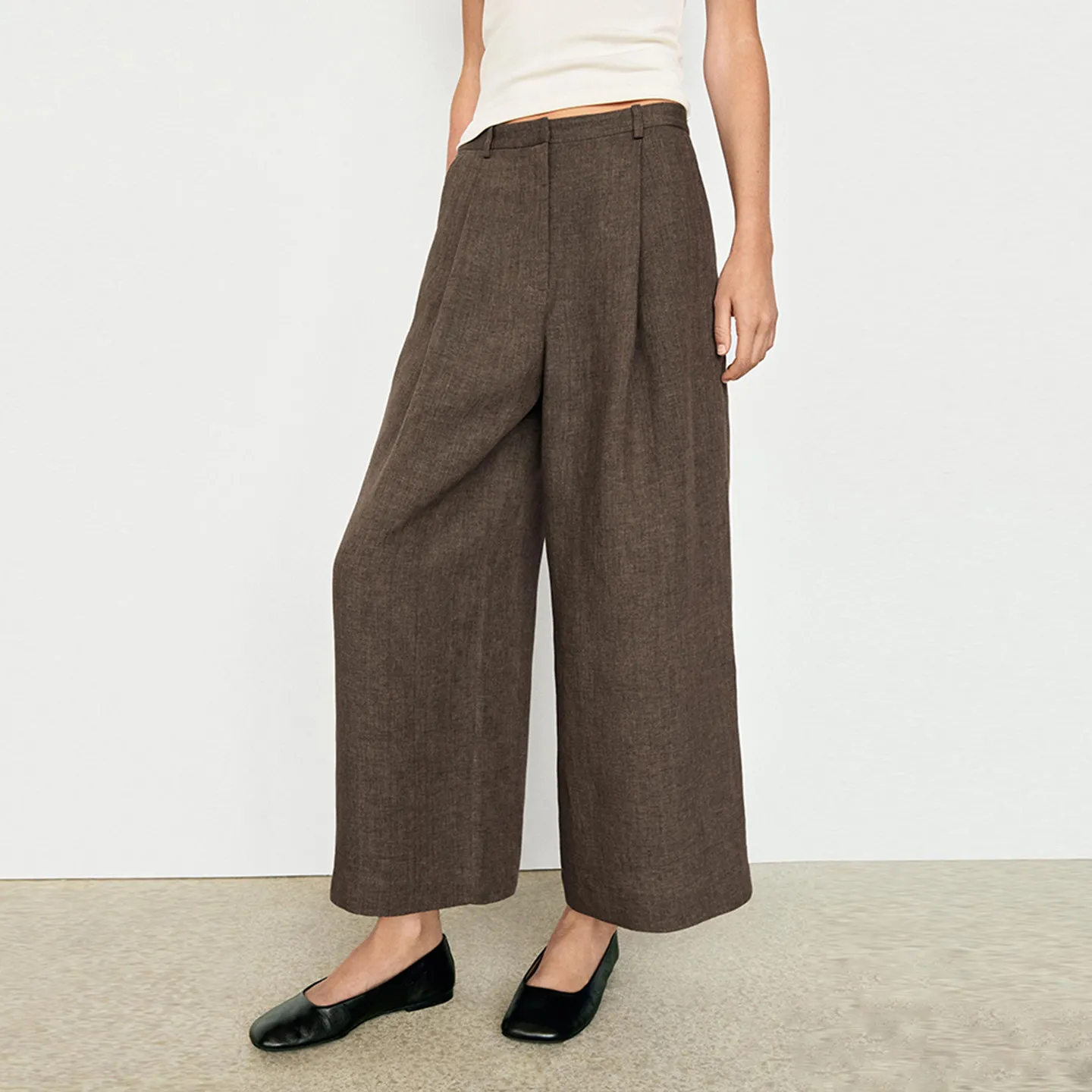 ZADATA Women's Wide Leg Pants Floral Embellished Pleated Long Trousers Autumn 2026 Casual Style Natural Waist Zipper Closure