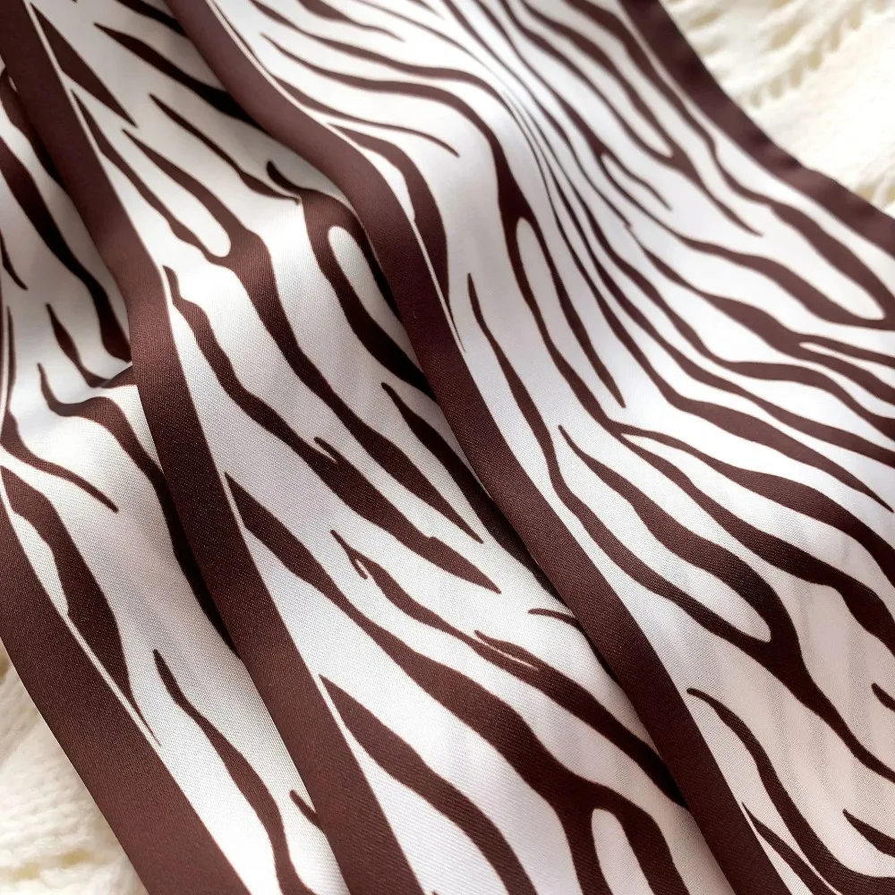 2024 Fashion Zebra Print Silk Scarf Lady Bags Foulard Small Ribbon Band Kerchief Women Long Neck Shawl Female