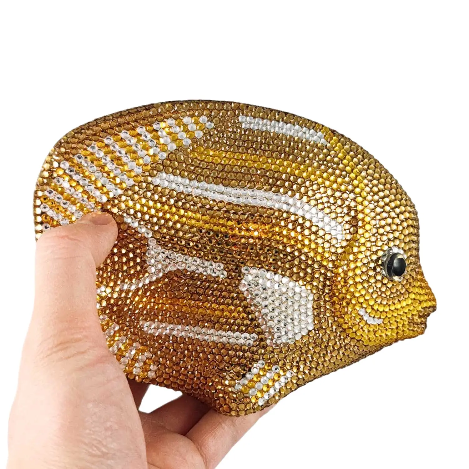 Boutique De FGG Novelty Clownfish Women Crystal Clutch Evening Minaudiere Bags Party Dinner Cocktail Rhinestone Handbags Purses