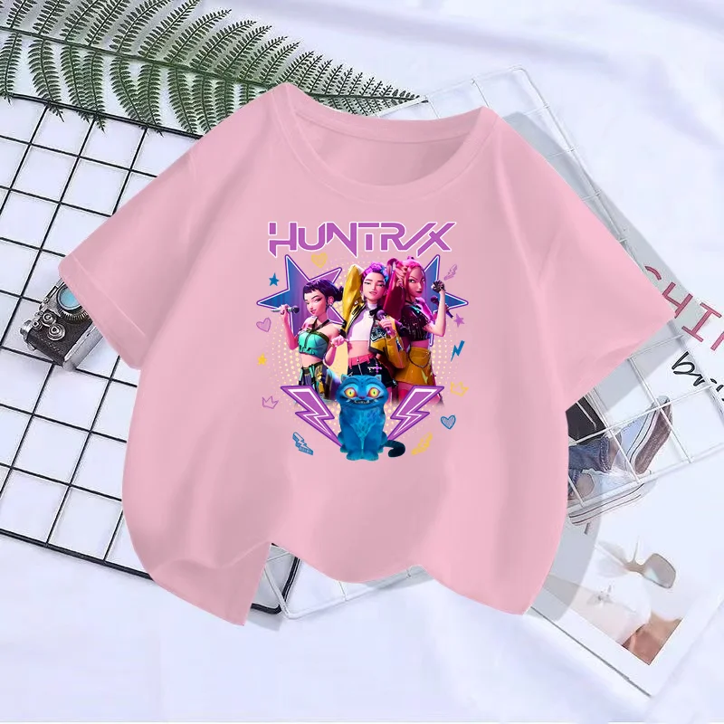 

Kpop Devil Hunter Children's Short sleeved T-shirt Cute Kpop Devil Hunter T-shirt Harajuku Short sleeved T-shirt Boys and Girls