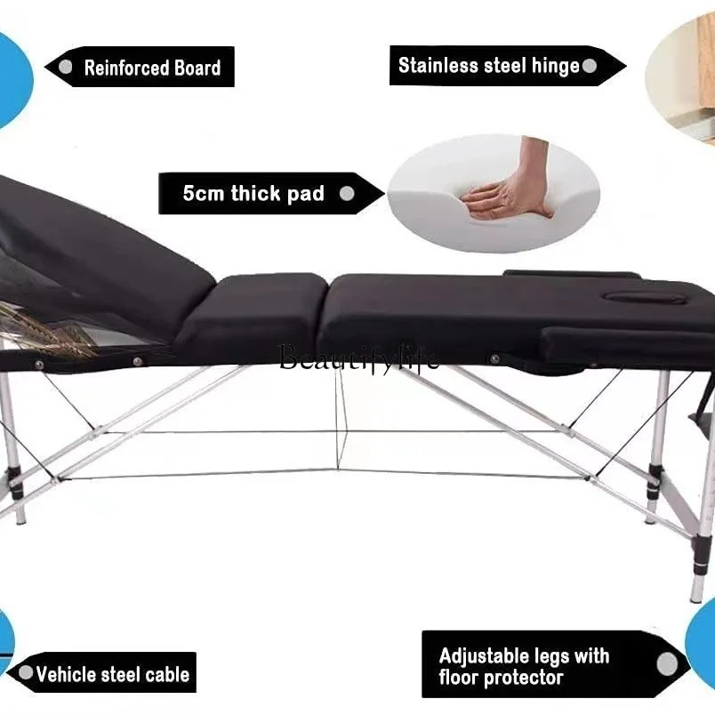 02 * سرير تدليك محمول 14.5 كرسي تدليك سميك قابل للطي من خشب الزان 70 عريض