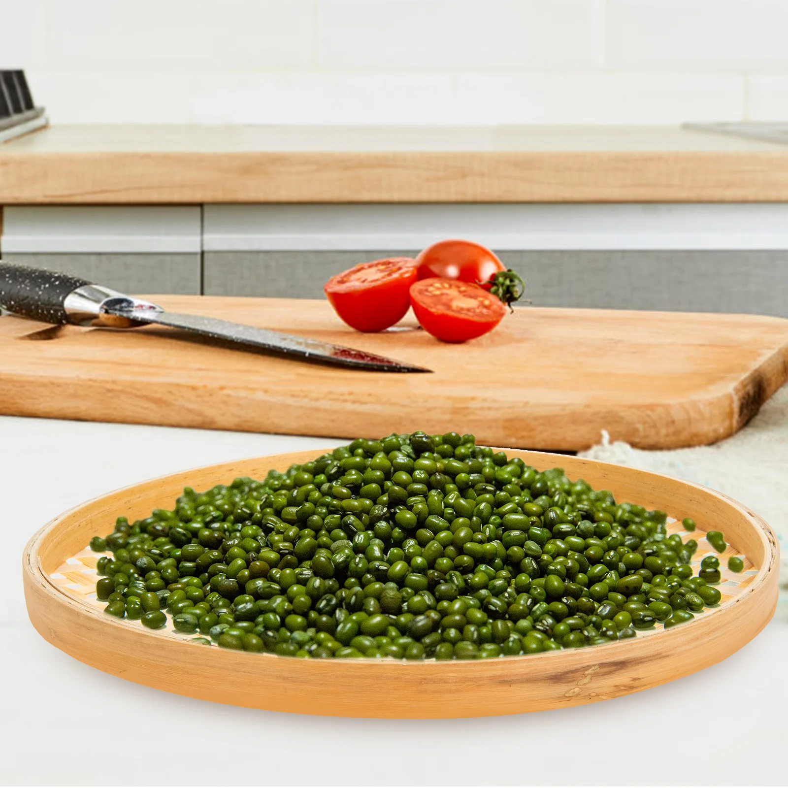 

3pcs Bamboo Sieve Baskets Hand-Woven Kitchen Mesh Strainers Multi-Function Bread Storage Organizer Household Tray