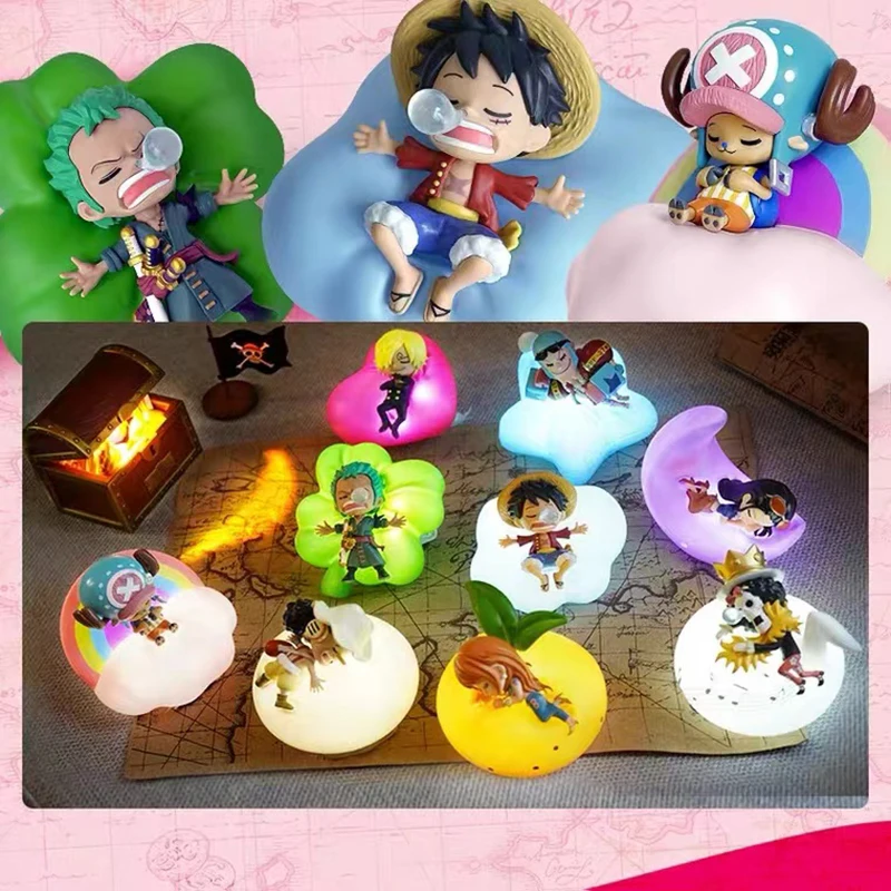 Caja misteriosa de una pieza, caja ciega de Anime, luz nocturna, Luffy Zoro Nami Sanji Chopper, figuras de dulce sueño, regalo sorpresa para amigos