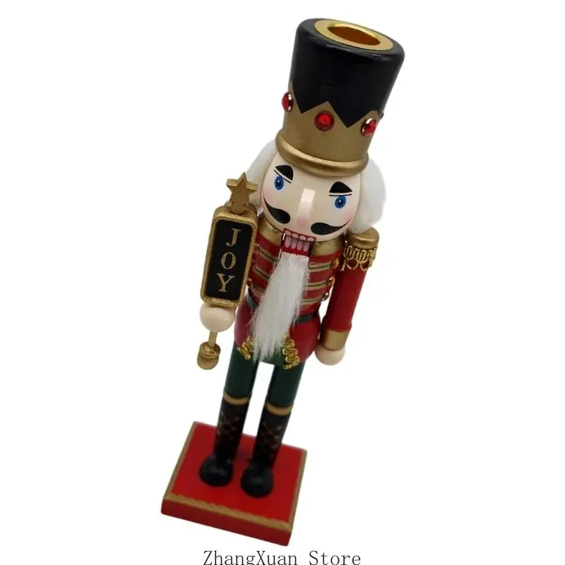 Weihnachts-Nussknacker-Figur, Holzsoldat, Kerzenständer für saisonale Tischdekoration, 3 x – Detail 4