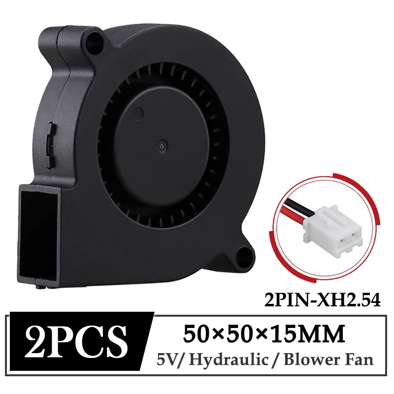 

2Pcs Gdstime DC 5V Fan 50x50x15MM 50MM Radial Brushless Turbine Blower Cooler Fan 5CM 5015 3D Printer Raditor Fan