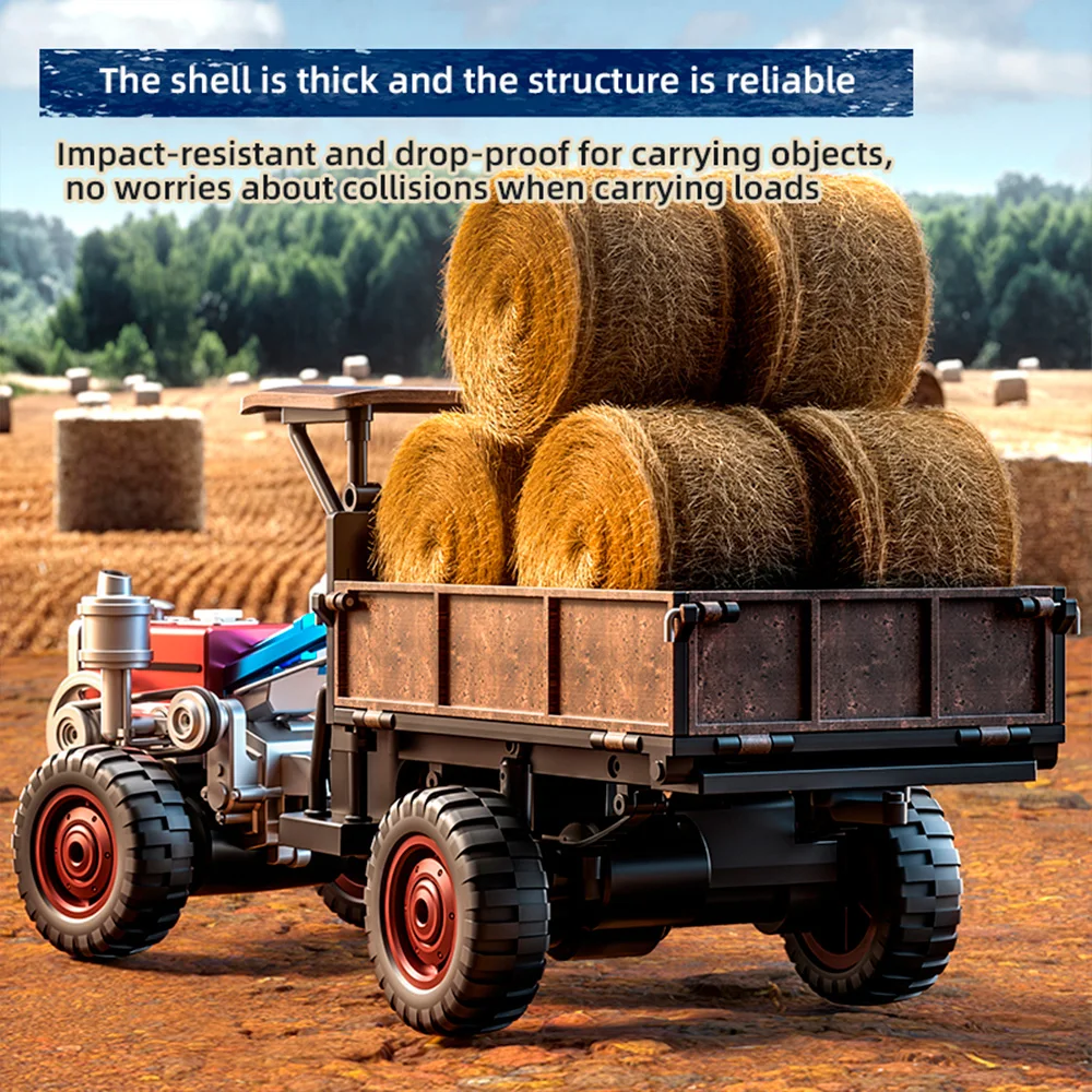 

9IMOD C8836 RC Car 4WD Tractor Toy 1/14 Rear Panels Can Be Opened Remote Control Farm Vehicle