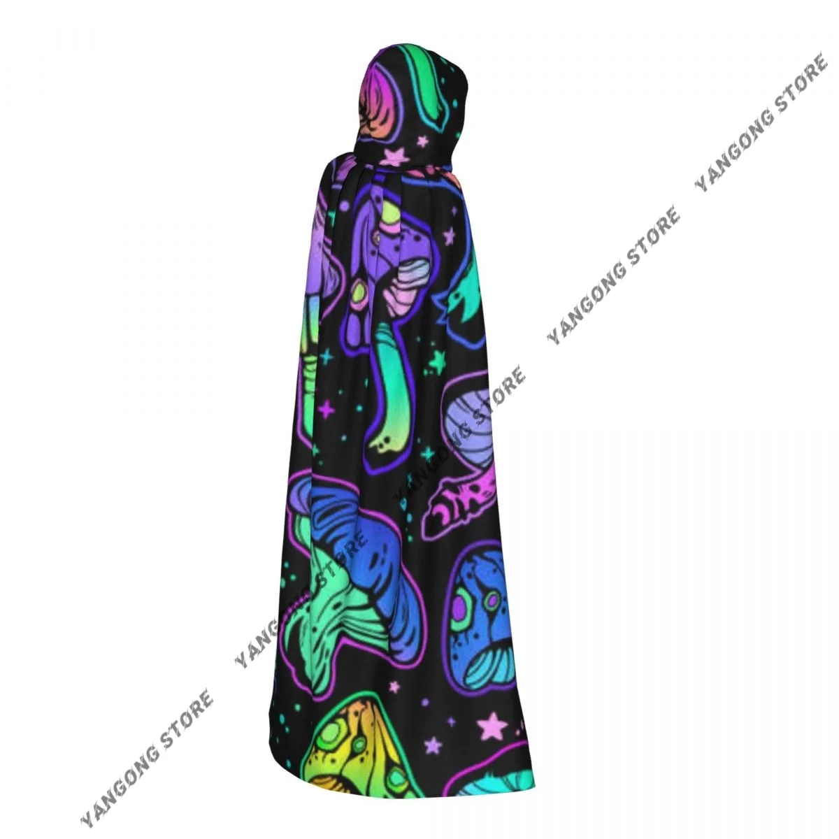 Cosplay Medieval Costumes Bright Psychedelic Mushrooms Hooded Cloak Capes Long Robes Jackets Coat Carnival