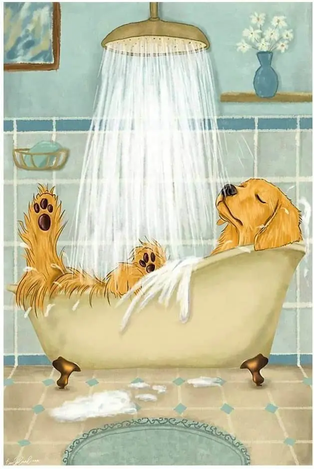 Vintage Metal Tin Signs Golden Retriever Bath Soap Tin Signs Vintage Funny Bar Club Cave Home Kitchen Wall Decor Rustic Art Sign