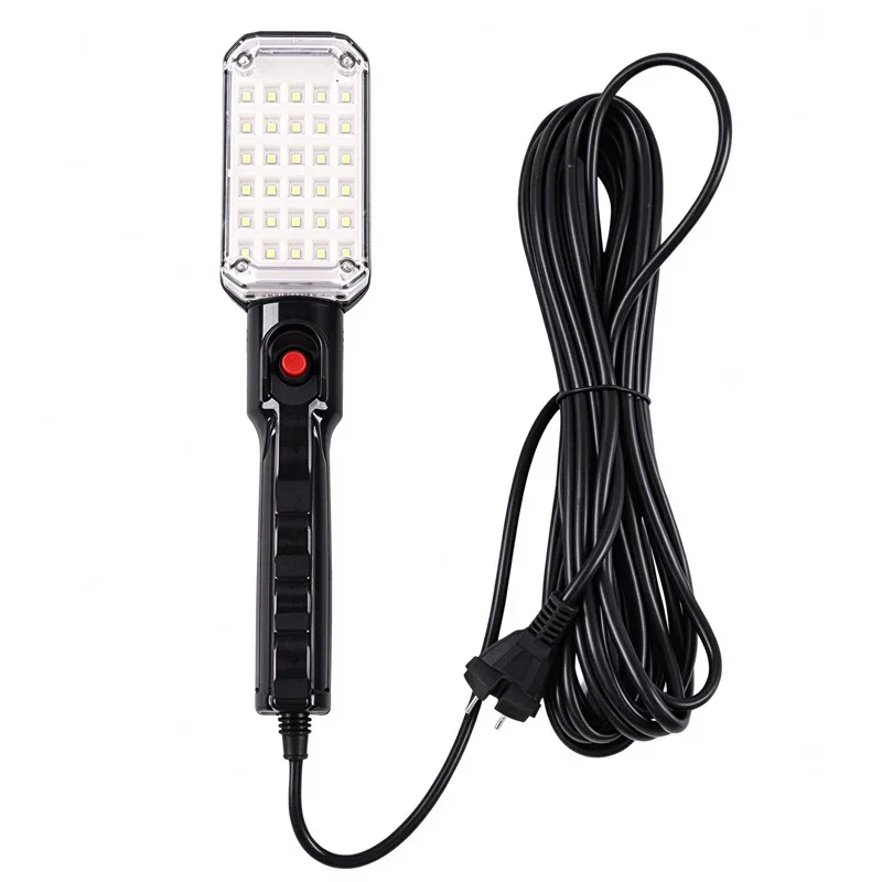 30-Bead LED Work Light Wired Magnetic Handheld Plug-in Inspection Emergency Torch for Car Repair Garage Mechanic Workshop Tools