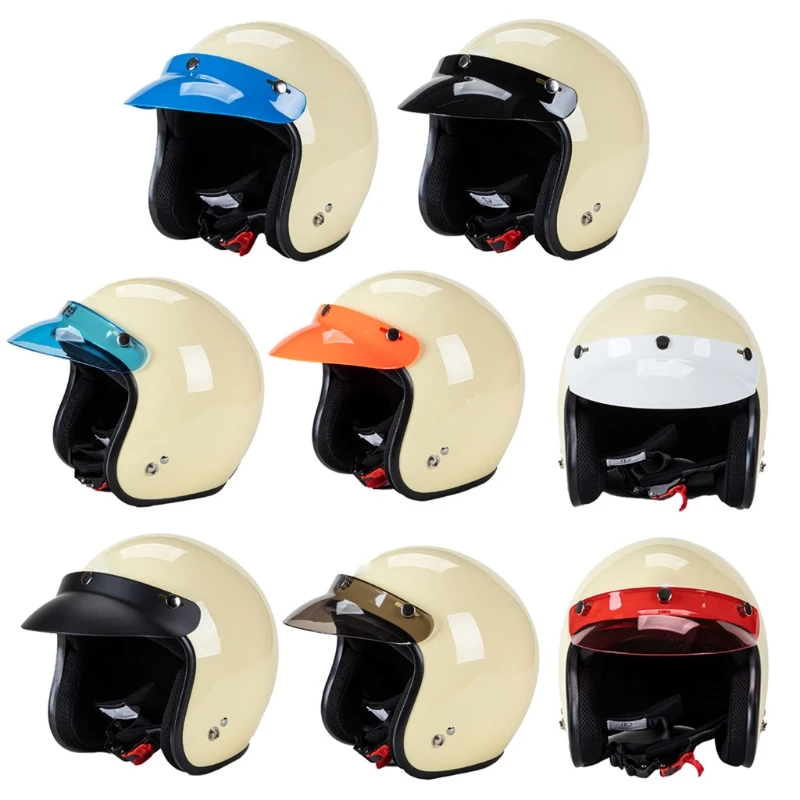 3/4 Open Face Helmet Visor Protector 3-Snap Helmet for Peak Lens Motorcycle Helmet Accessories D7YA