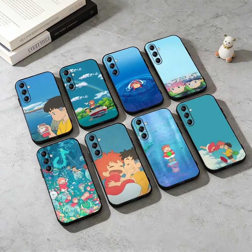 

P-Ponyo Cute Anime Character Phone Case Black Silicone Soft For Samsung Galaxy A73,A72,A71,A70,A53,A52,A51