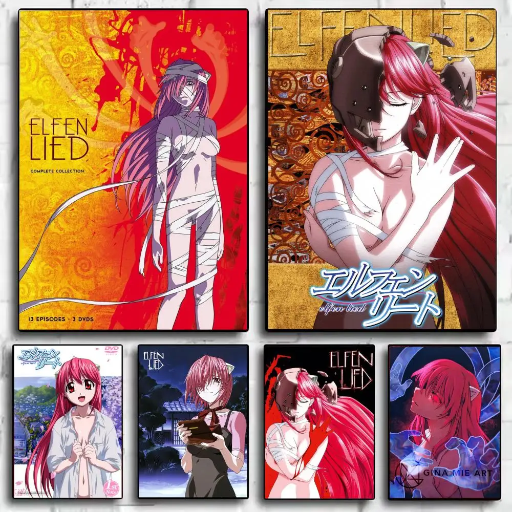 Retro Anime E-Elfen Lied Poster Modern Aesthetic Wall Art Print Room Decoration Items for Bedroom Home Decor Gift