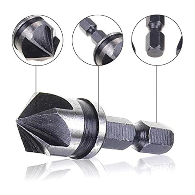3 PCS 1/4Inch Hex 12/16/19Mm Countersink Bore Set For Wood Metal Quick Change Bit Durable Easy To Use
