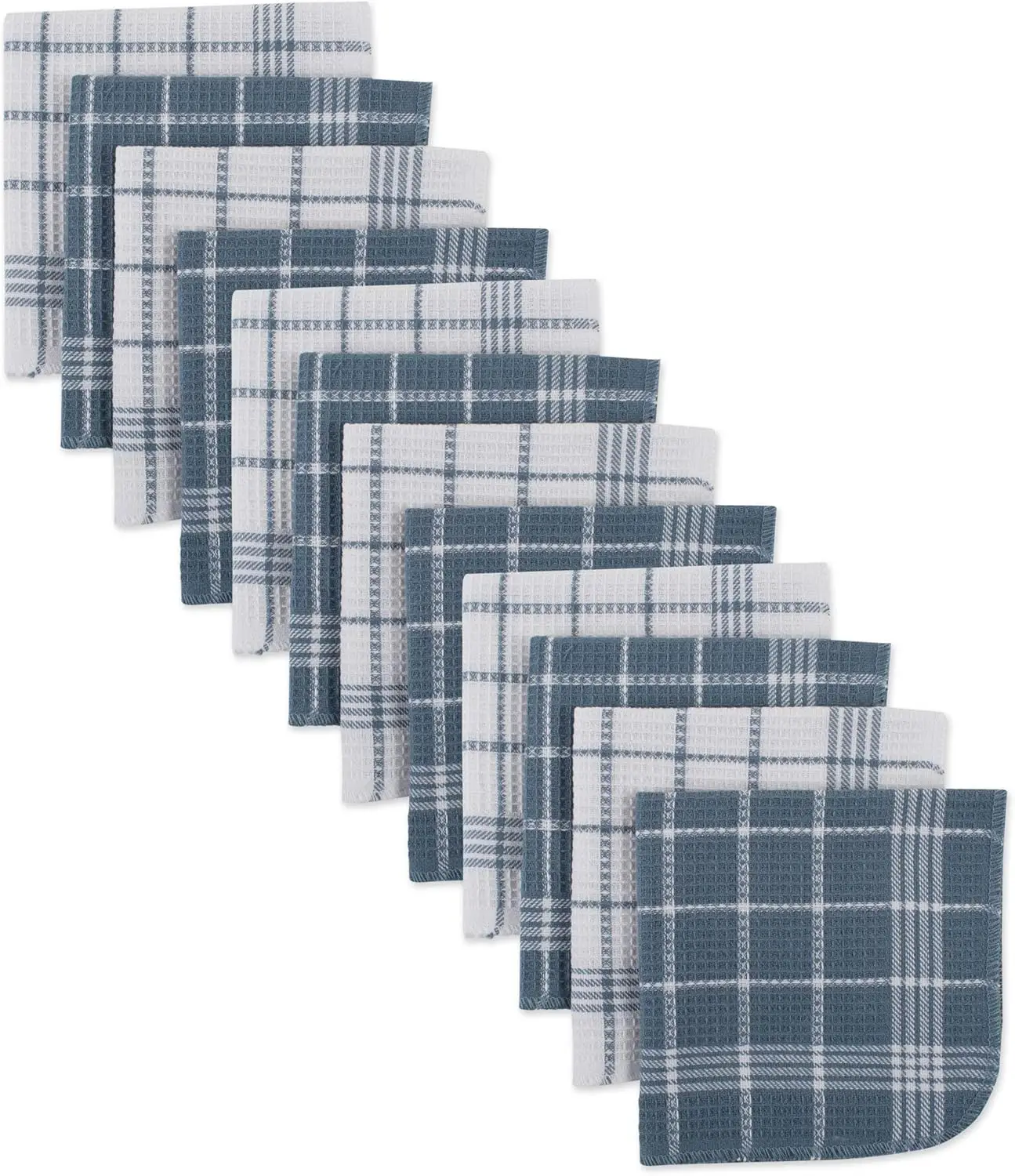 

100% Cotton Waffle Weave Dishcloths Set of 12, 13x13, Fast Drying & Absorbent, Machine Washable, Blue