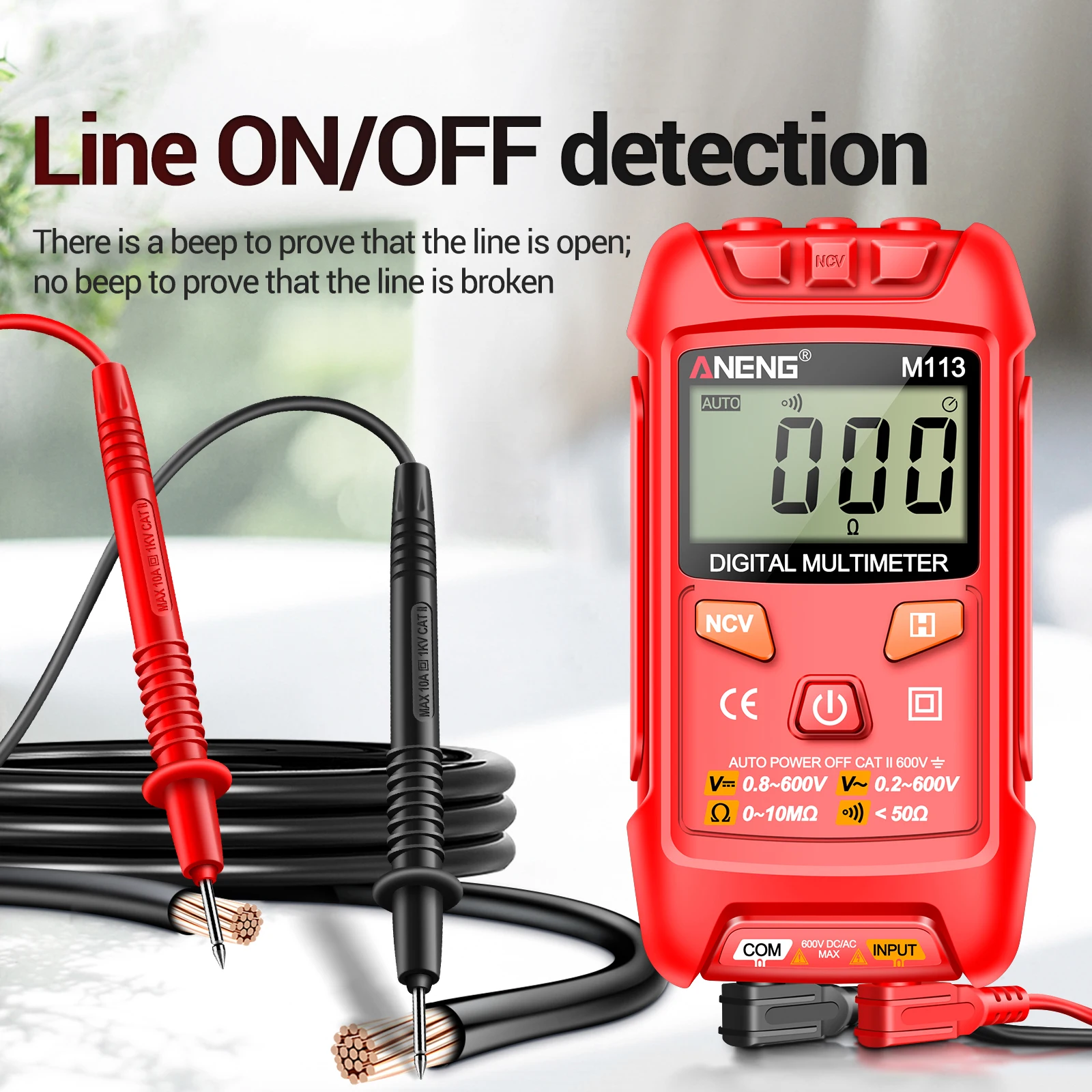ANENG M113 Digital Mini Multimeter Tester Intelligent AC/DC Voltage Meter 1999 Counts LCD Voltage Resistance Meter Tester