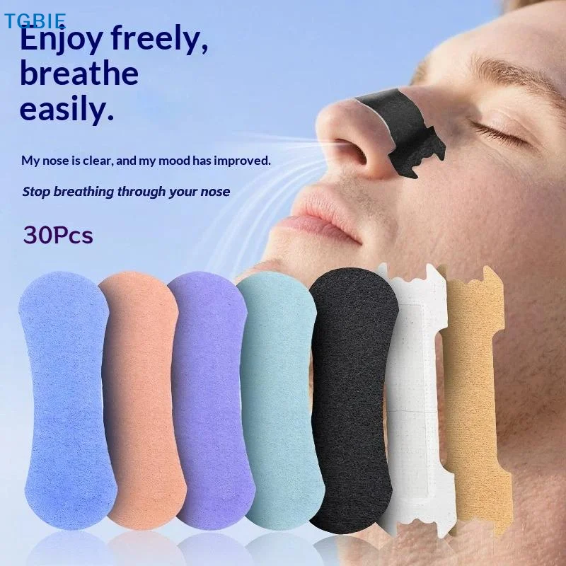 【SA】30Pcs Better Sleep Anti-Snoring Nasal Strip For Breathing Correction Physical Expansion Nasal Patch Anti Snoring Nose Strips